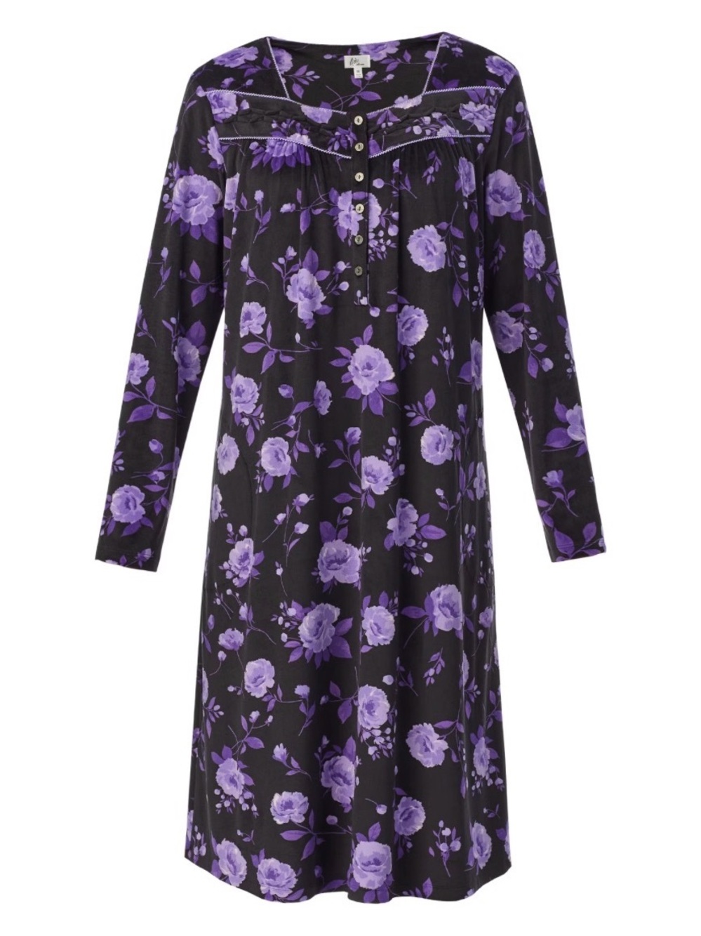 Women’s Purple Floral Nightgown - Long Sleeve Comfort